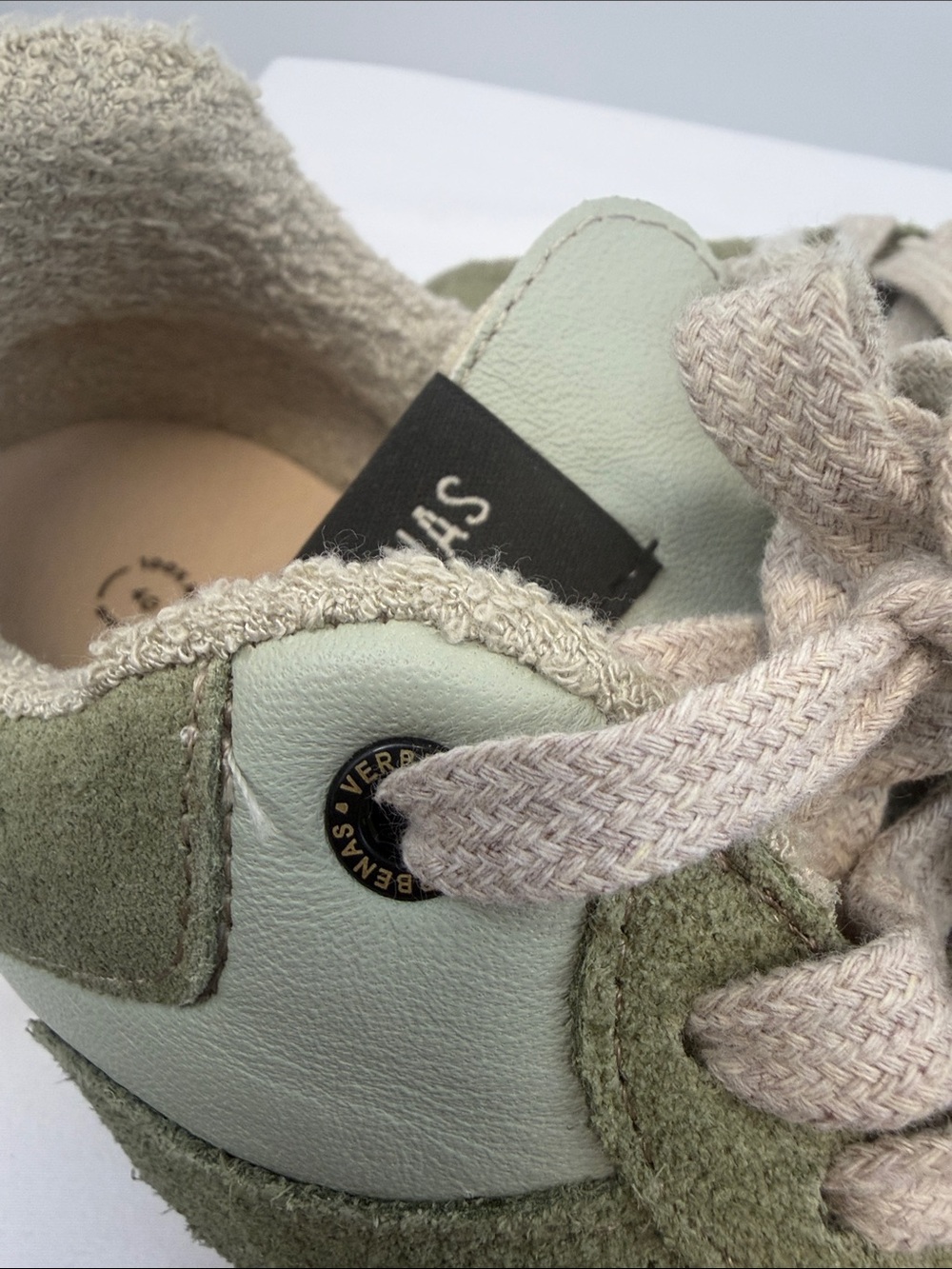 Verbenas Sora Olive Green Suede Leather Sneakers EU 40 US 9 Shearling Lined - Picture 5 of 5